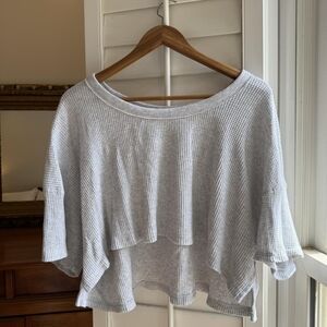 aerie Light Gray Waffle-Knit Crop Top